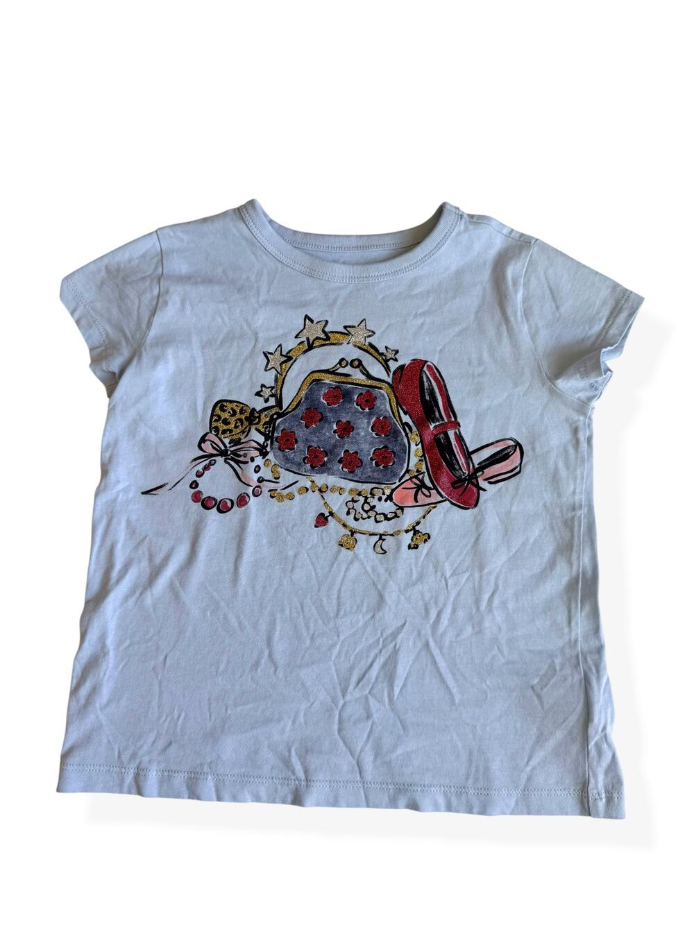 Crewcuts J.Crew Kids Girls Blue Graphic Tee Purse Shoes Medium 8-9